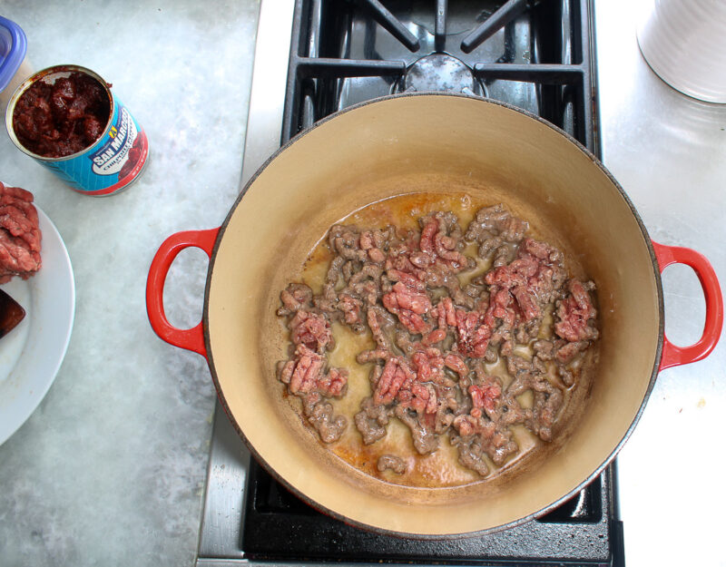 browning chili meat