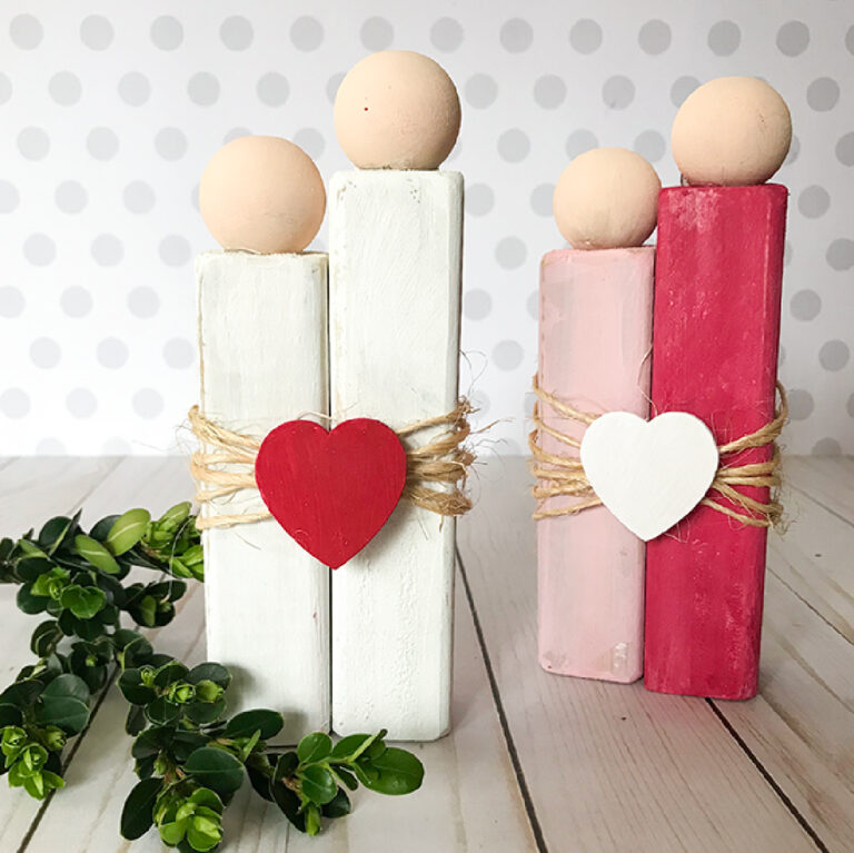 Valentine wood block dolls