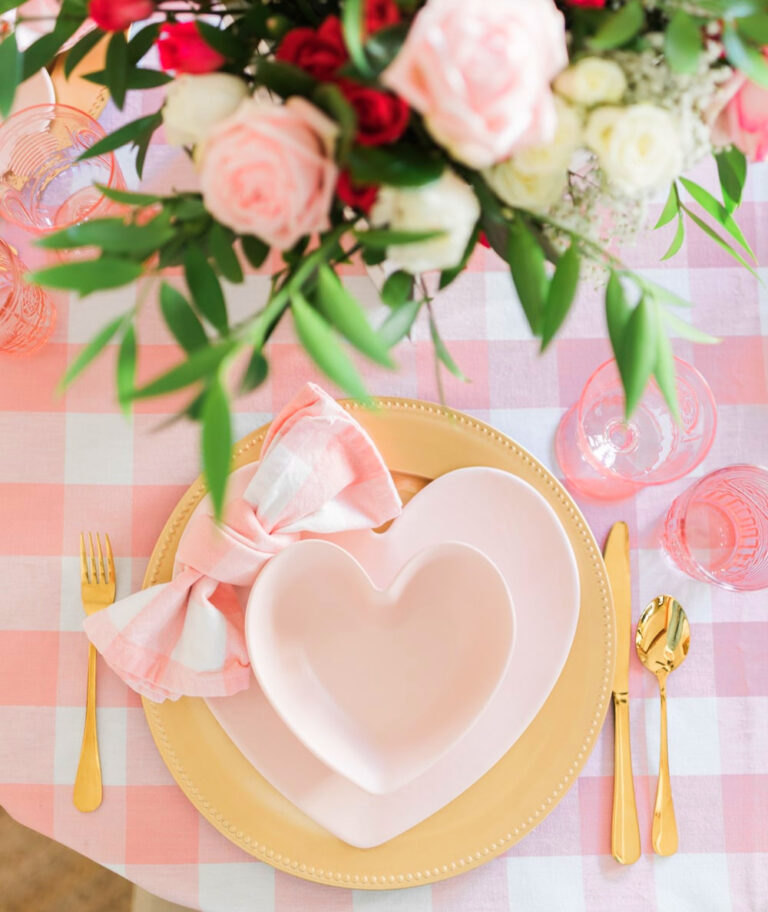 pale pink heart plate for Valentine's Day party ideas