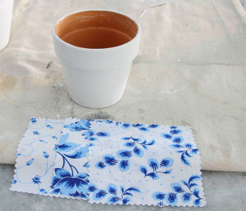 blue flowers on white background fabric