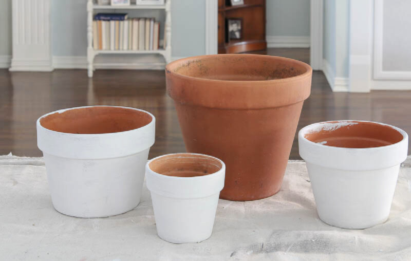 painted decoupage terra cotta pots