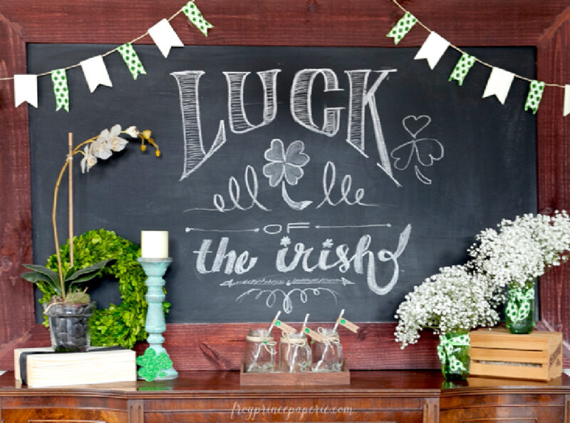 St. Patrick's Day chalkart sign