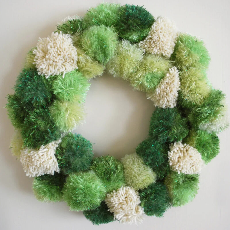 St. Patrick's Day wreath with pom poms