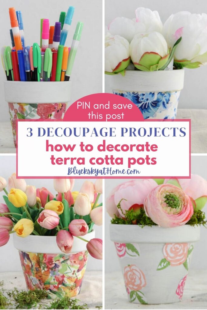 3 ways to decoupage terra cotta pots graphic