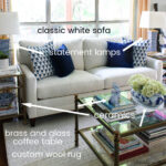 white sofa with blue pillows
