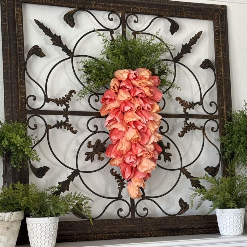 Easter and spring carrot wreath on front door