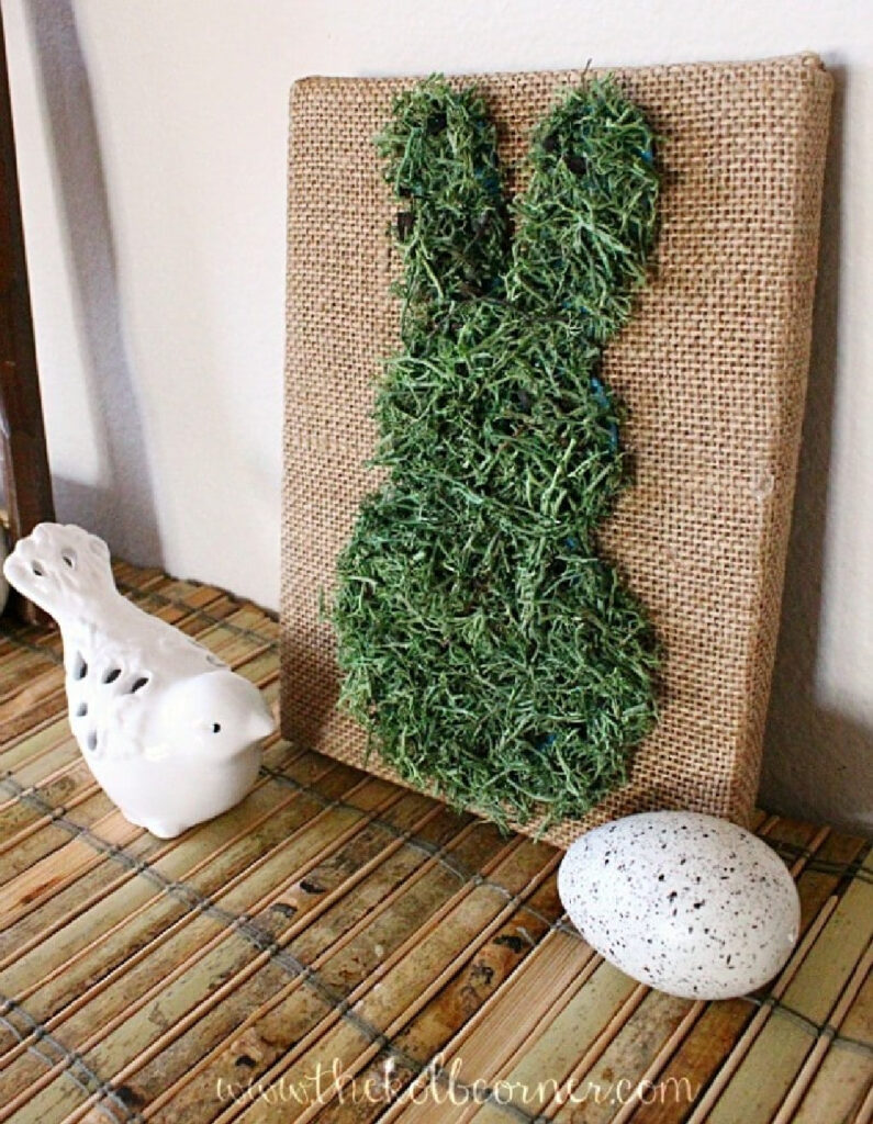 DIY moss Easter bunny sign