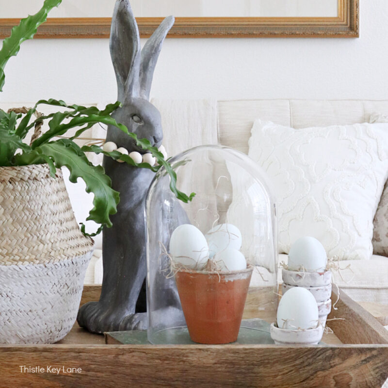 spring vignettes with bunnies and eggs