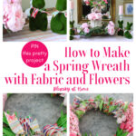 spring wreath made with fabric and flowers