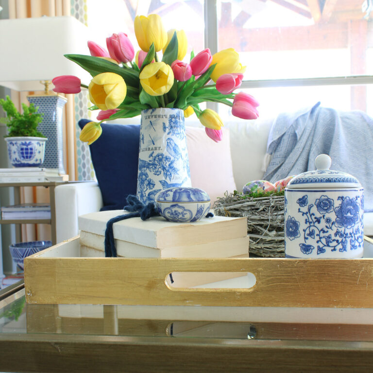 vase makeover spring coffee table decor