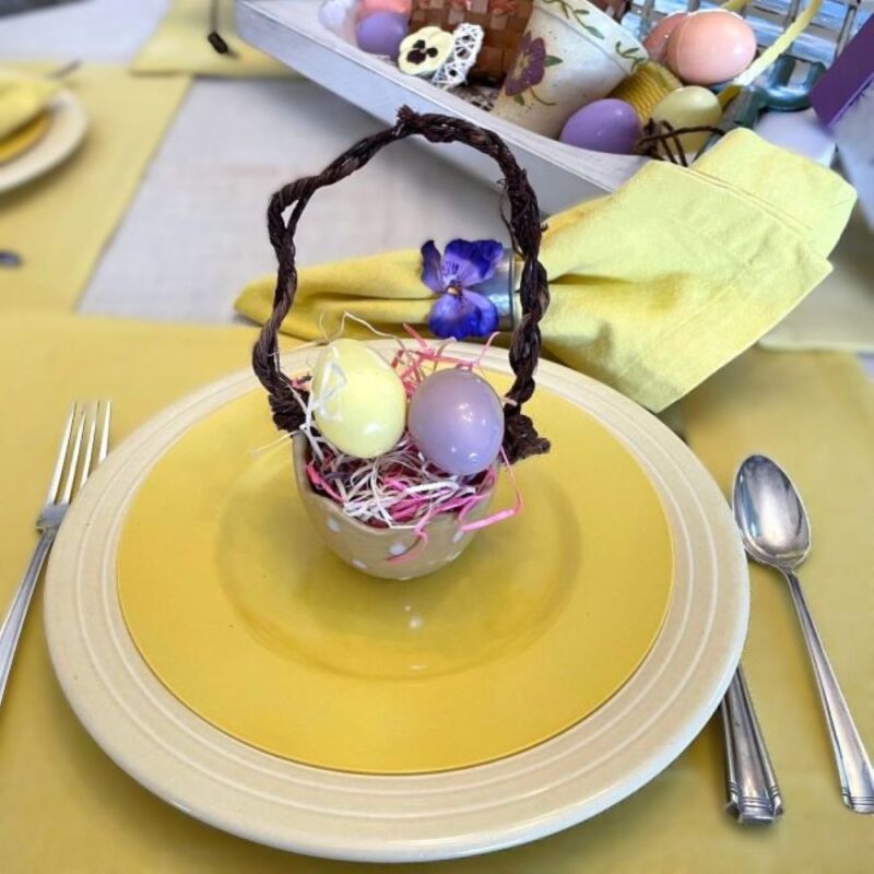 yellow whimsical Easter placesetting