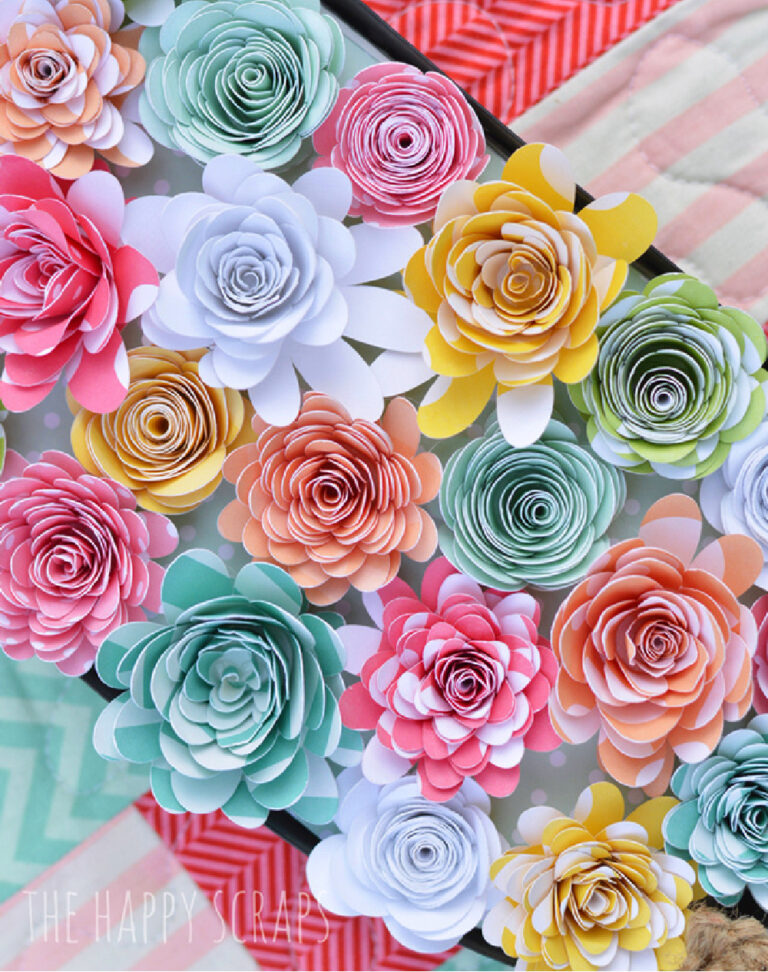 pastel colored paper flowers