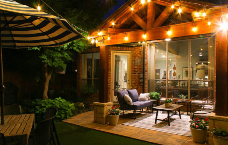 guide to patio update with string lights