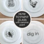 glass with ceramic paint and stencils