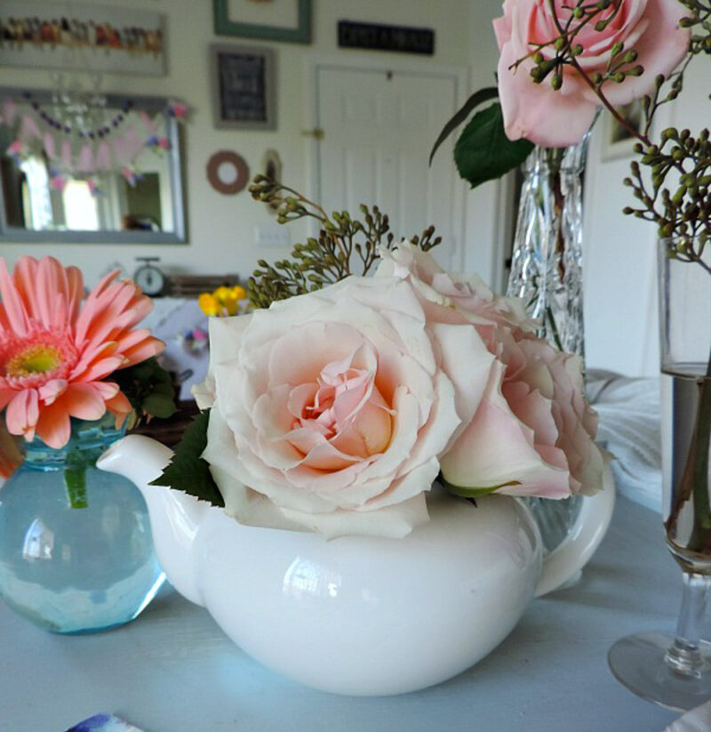 pale pink spring floral centerpiece.