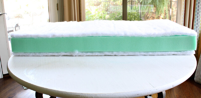foam cushion covered with white batting