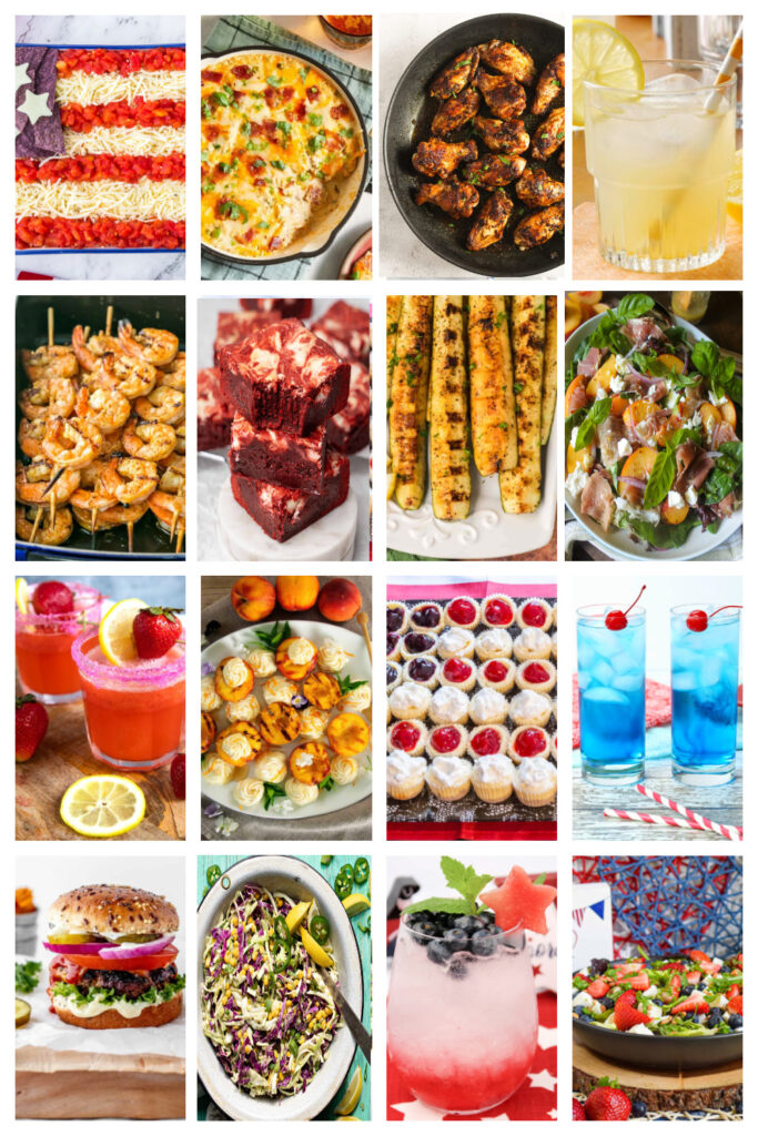 collage of 4th of July party food
