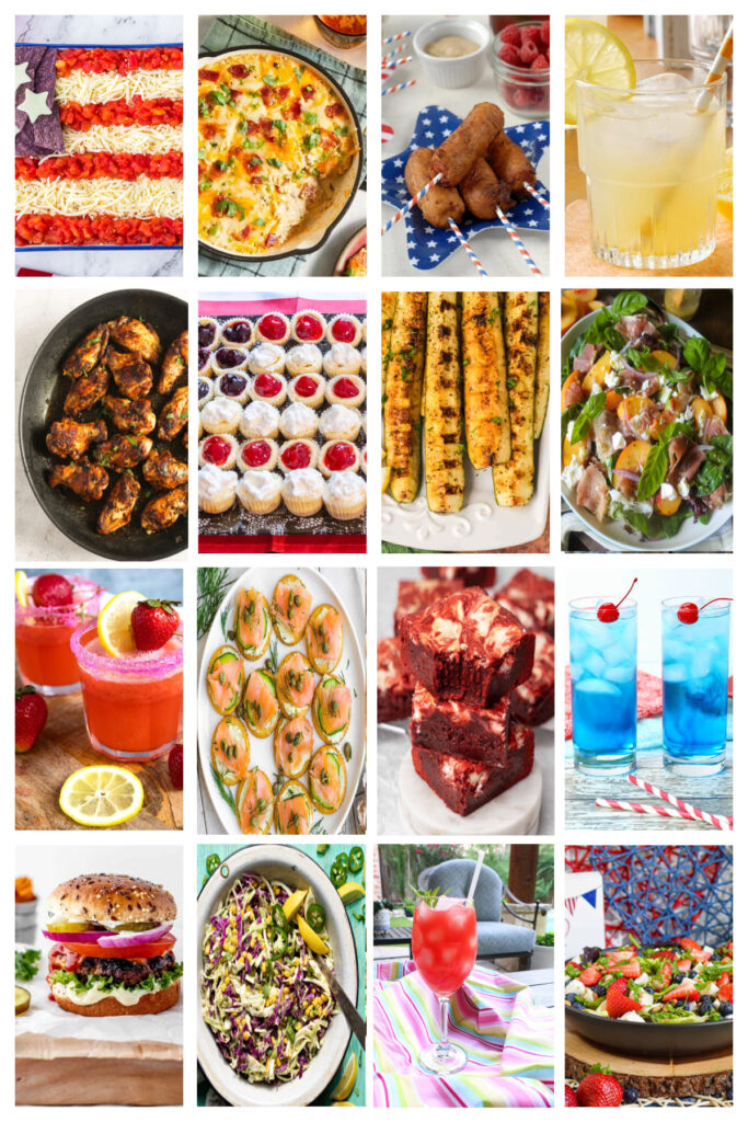 collage of 4th of July party food