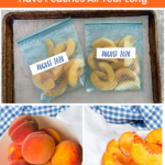 collage of freezing peaches