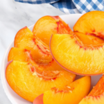 collage of freezing peaches