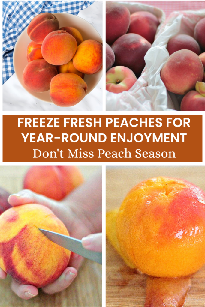 how to freeze peaches collage