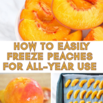 collage of freezing peaches