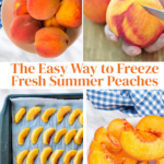 collage of freezing peaches