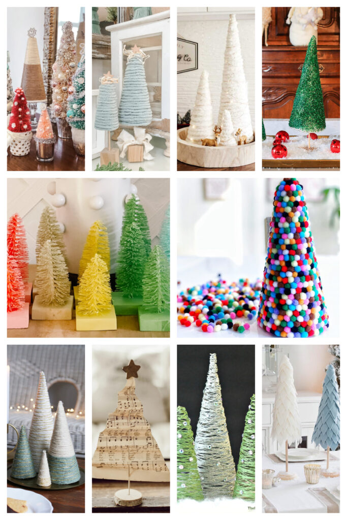collage of DIY Christmas trees