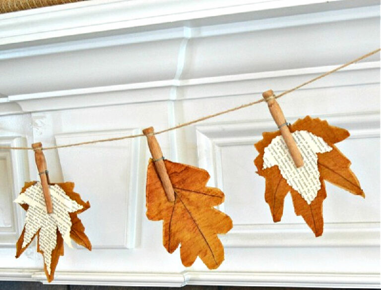 fall leaves with book page leaves banner