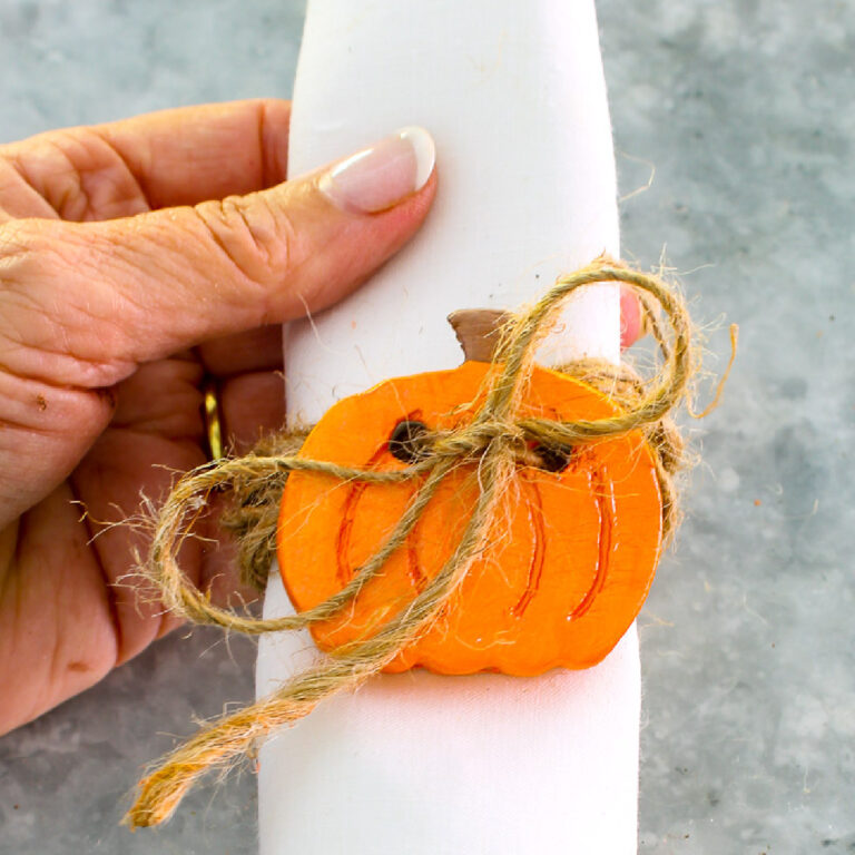 diy air-dry clay pumpkin napkin rings
