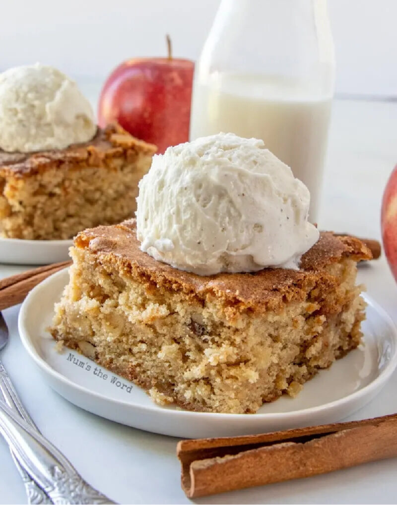 apple blondies with scoop of ice cream