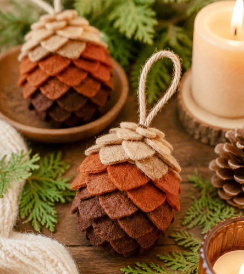 budget-friendly felt pinecones