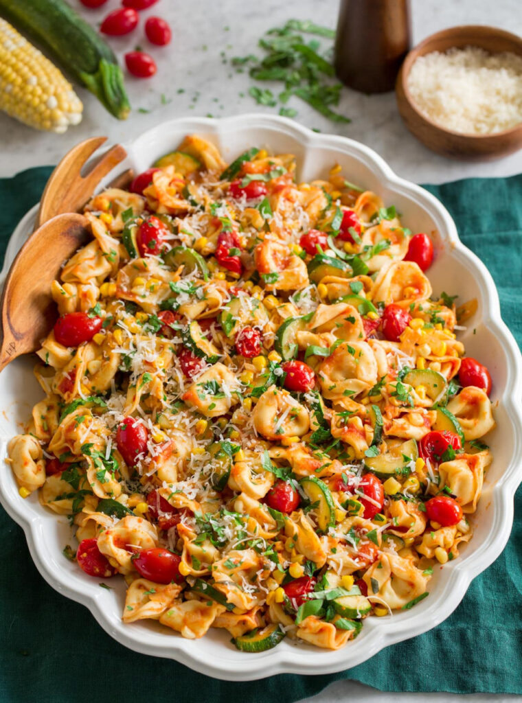 summer vegetables with tortellini