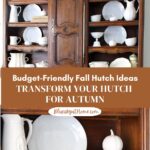 hutch decorated with white and neutral dishes and accessories graphic
