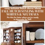 hutch decorated with white and neutral dishes and accessories graphic