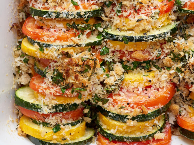 summer veggie gratin dish