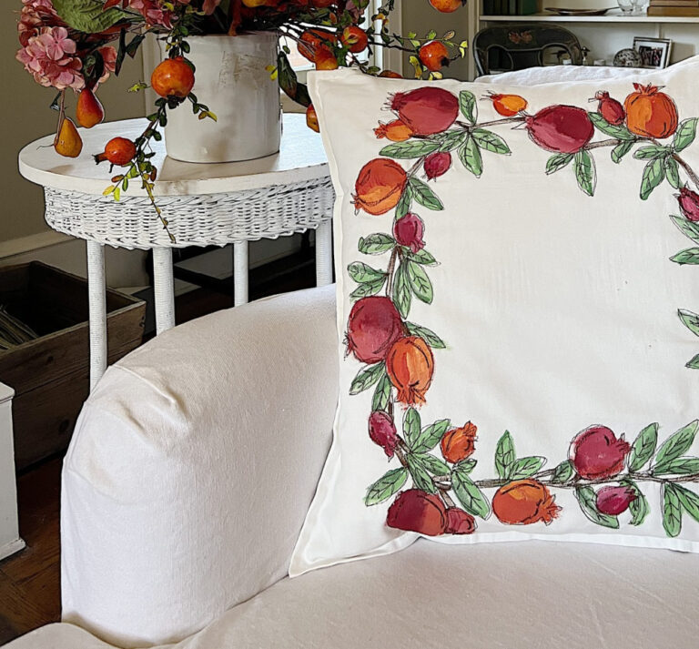 Pomegranate-painted pillow covers