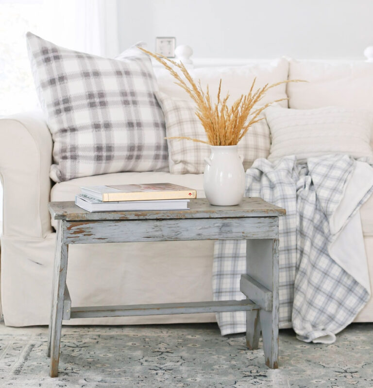 plaid fall floor pillows