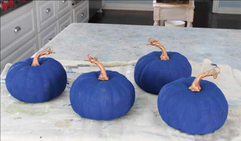 painted navy faux pumpkins