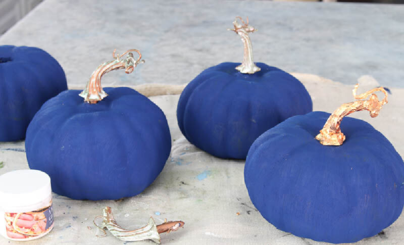 painted navy faux pumpkins