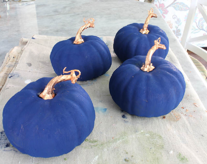 painted navy faux pumpkins