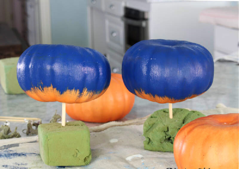 painted navy faux pumpkins