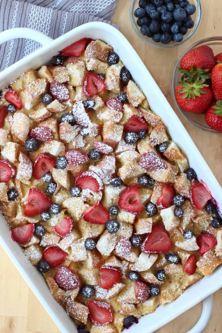 berry French toast casserole with fruit