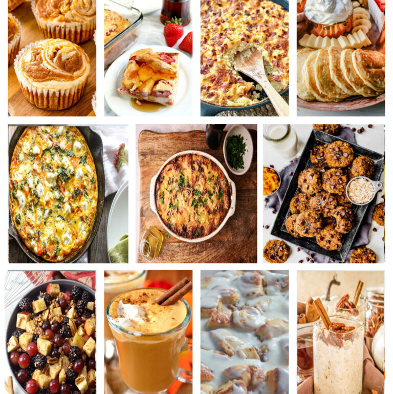 collage of Thanksgiving breakfast recipes