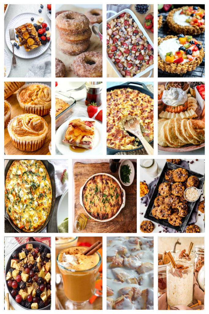 collage of Thanksgiving breakfast recipes