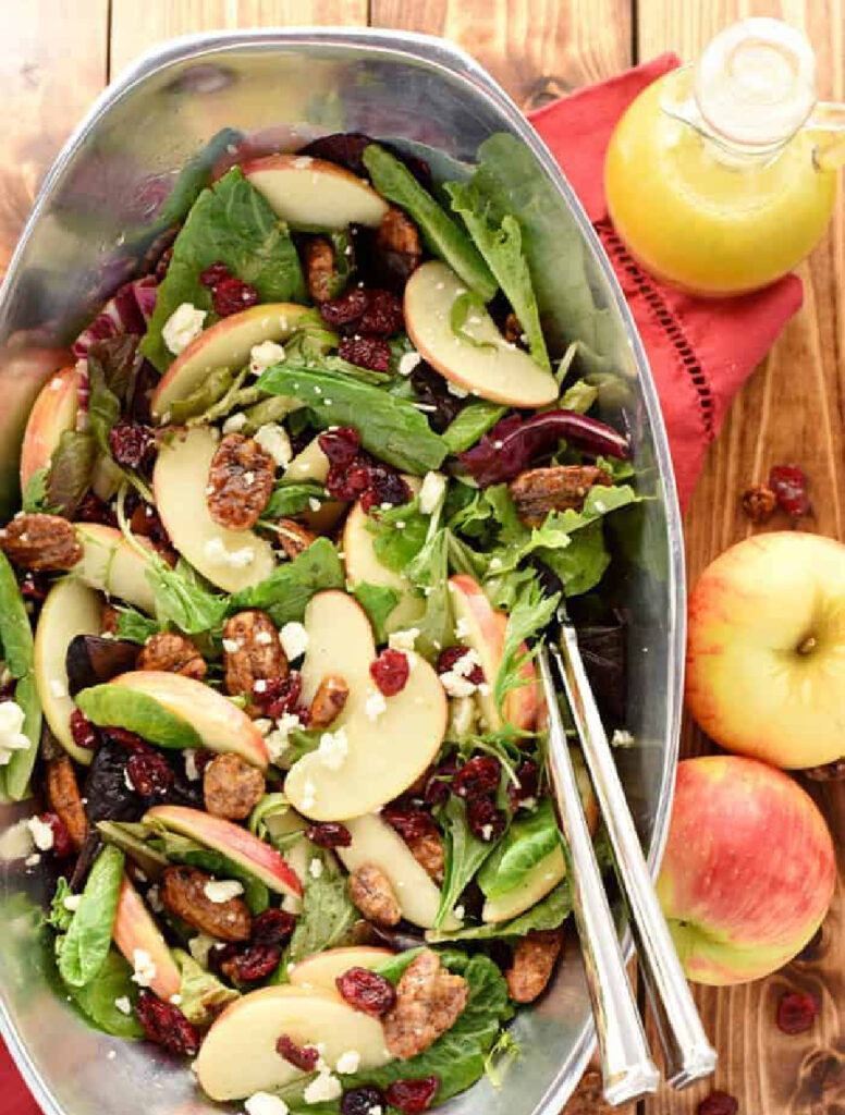 Thanksgiving salad apple cranberry blue cheese pecan salad