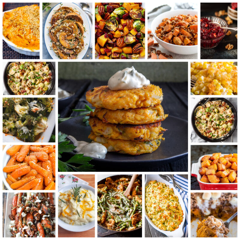 collage of Thanksgiving side dishes