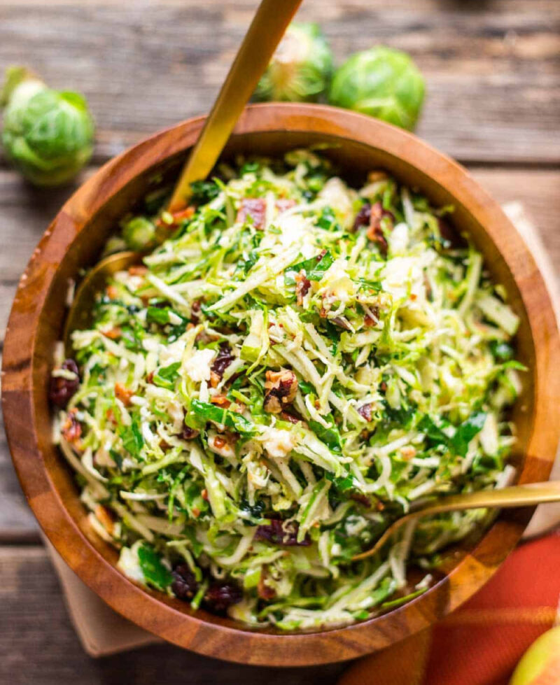 Brussels sprouts kale cranberry Thanksgiving salad