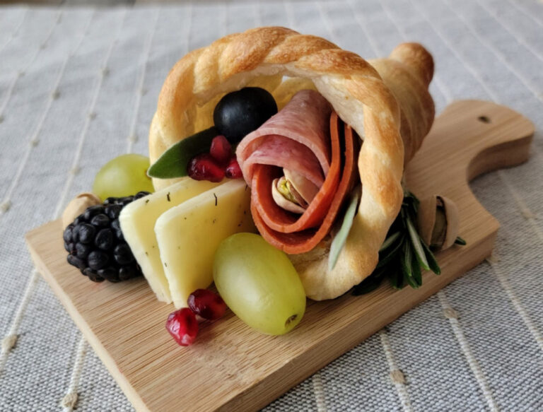 cornucopia charcuterie cups Thanksgiving appetizer