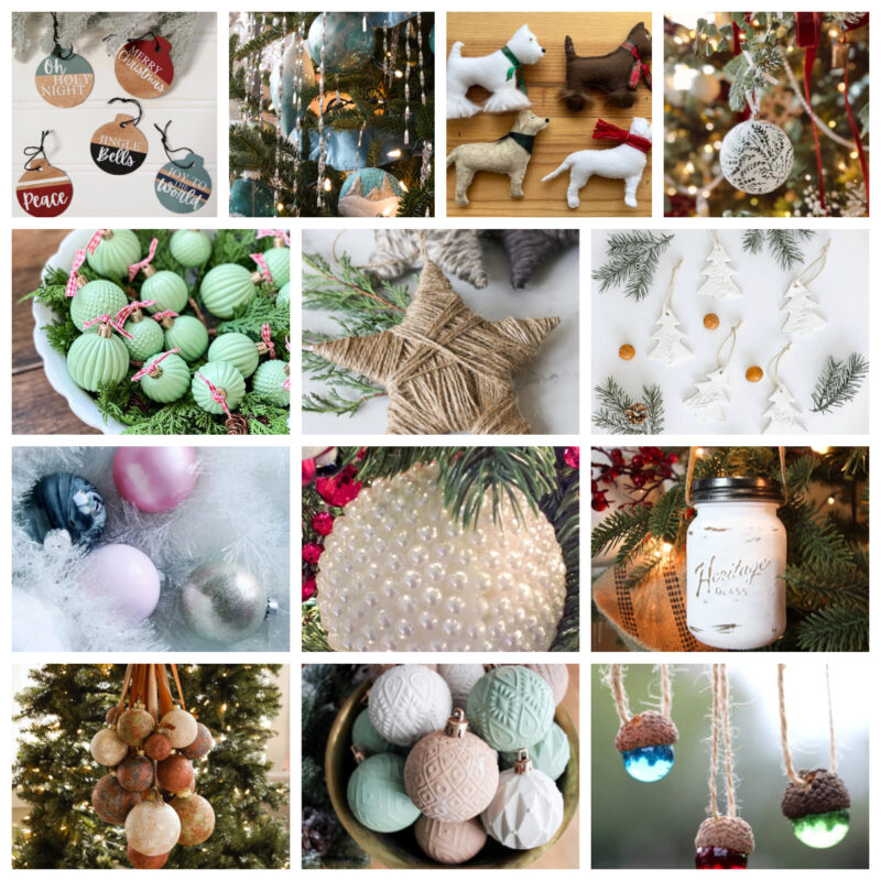 collage of DIY Christmas Tree ornaments